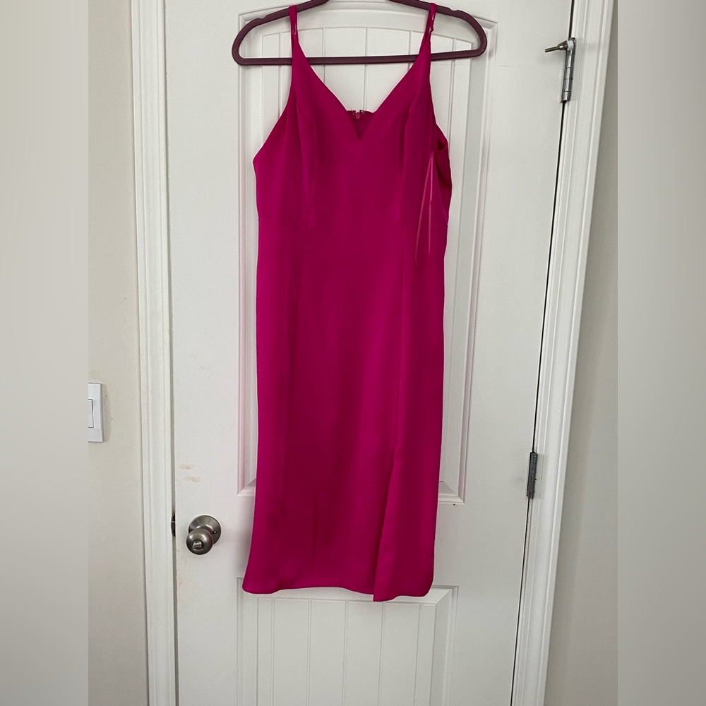 PINK DARK Express Satin Cowl Neck MIDI Slip Dress
